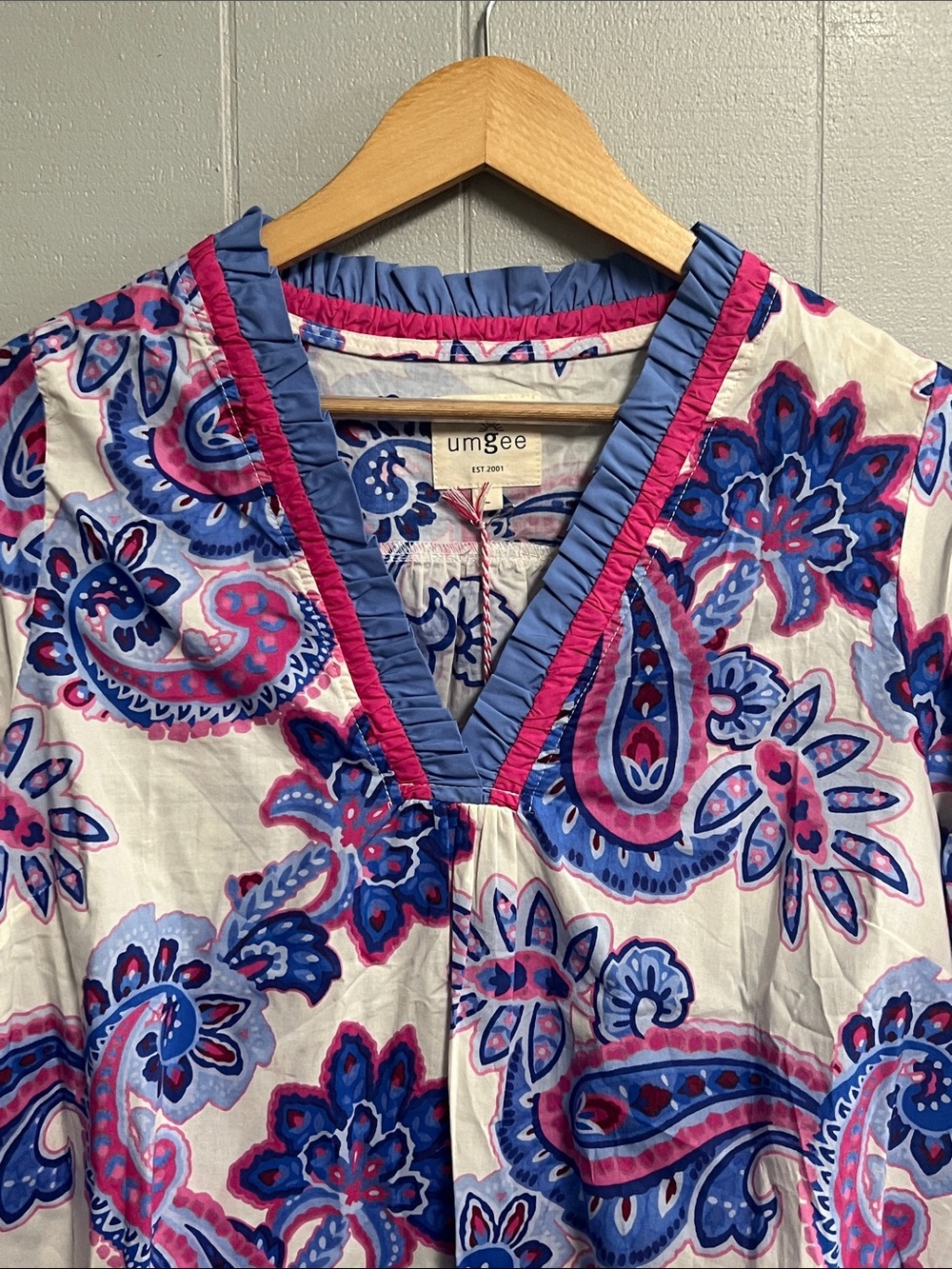 NWT Umgee Floral Ruffle Blouse Large - Picture 6 of 13